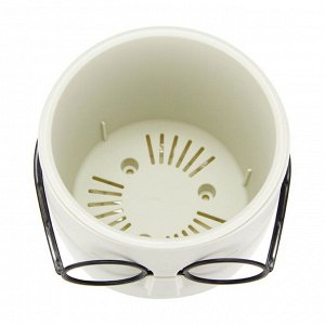 Кашпо пластик, 0.65 л, 11.5х10.5 см, со вставкой, белый ротанг, Idea, Стив, М 3079