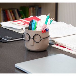 Кашпо пластик, 0.65 л, 11.5х10.5 см, со вставкой, французский серое, Idea, Стив, М 3079