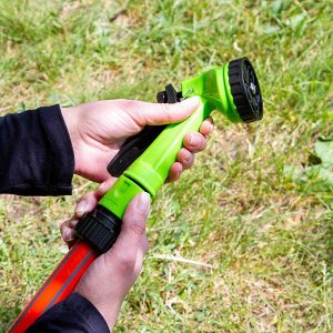Набор для полива пистолет 5 режимов, фитинги для шланга 1/2", штуцер для крана 1/2"-3/4", с наружней резьбой, Grandy, JS-9305