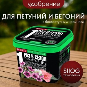 Удобрение для петуний и бегоний, пролонгир, с биодоступн кремнием, ведро, гранулы, 1 л, Bona Forte