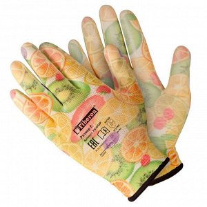 Перчатки садовые, ПЭ, полиуретановое покрытие, 8 (М), микс цветов №1, разноцветные, Fiberon