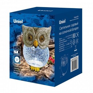 Фонарь садовый Uniel, Owl USL-S-813/GT160, на солнечной батарее, наземный, пластик, 12х17 см