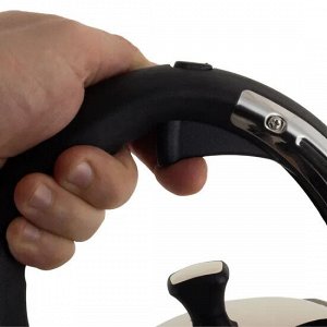 Чайник 3.2л из нержавеющей стали со свистком и ручкой "soft touch" (черный)