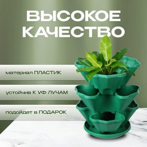Кашпо пластик, 3 шт, темно-зеленое, Darel, Каскад, 505032