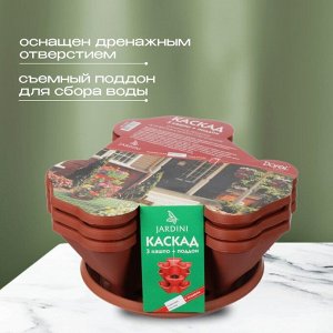 Кашпо пластик, 3 шт, терракот, Darel, Каскад, 50503