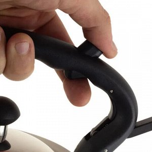 Чайник 2.7л из нержавеющей стали со свистком и ручкой "soft touch" (черный)