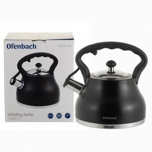 Чайник 2.7л из нержавеющей стали со свистком и ручкой "soft touch" (черный)