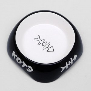 Миска для кошек керамическая Пижон «КОТЭ» 200 мл, 13x4.5 см, черная