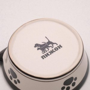 Миска для кошек керамическая Пижон «Подмигивающий кот» 200 мл 11x4.8 см, бело-черная