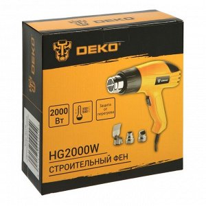 Строительный фен DEKO HG2000W, 2000 Вт, 350/500 °С, защита от перегрева