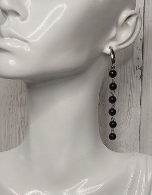 Серьги  Агат черный