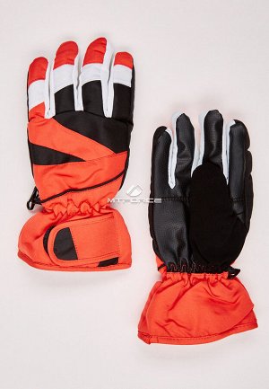 Унисекс зимние горнолыжные перчатки оранжевого цвета 323O