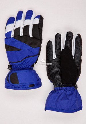 Унисекс зимние горнолыжные перчатки синего цвета 323S