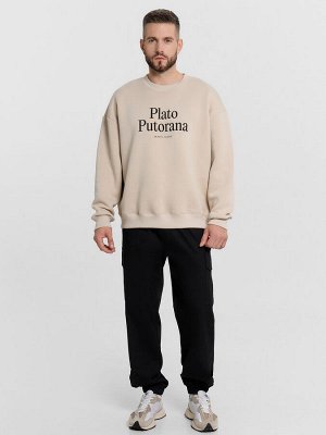 Свитшот мужской бежевый с надписью "Plato Putorana"