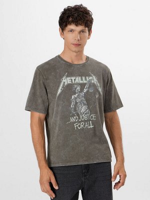 Футболка мужская хаки с принтом "metallica"