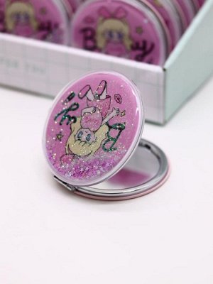 Зеркало раскладное "Девочка и сердце", pink, 7*7 см