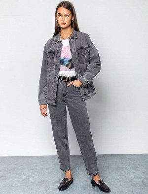 Плотно прилегающие джинсы mom-fit серый