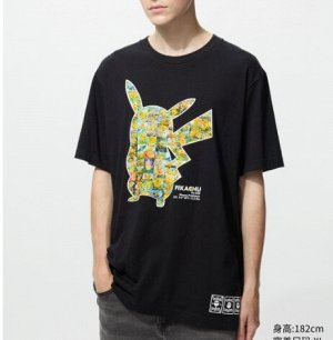 Унисекс футболка с короткими рукавами и принтом покемонов UT Pokémon Pikachu 475742 черный