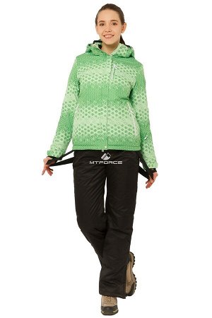 Женский зимний костюм горнолыжный зеленого цвета 01786Z