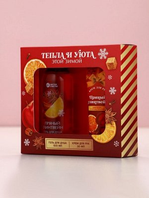 Подарочный набор новогодний женский «Тепла и уюта», гель для душа,100 мл и крем для рук, Чистое счастье