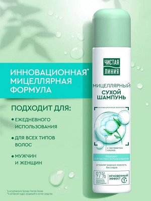 Чистая Линия Мицеллярный сухой шампунь "Экстракт хлопка" 200 мл