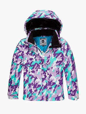 Подростковая для девочки зимняя горнолыжная куртка фиолетового цвета 1774F