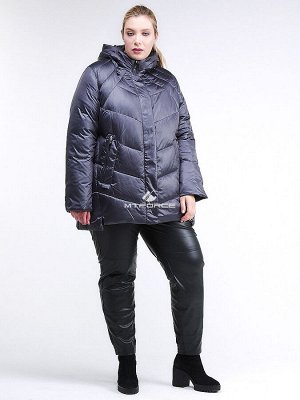 Женская зимняя классика куртка большого размера темно-фиолетового цвета 85-923_889TF