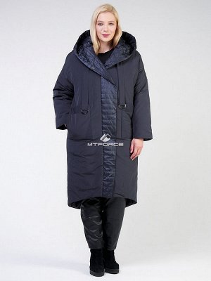 Женская зимняя классика куртка большого размера темно-серого цвета 118-931_123TC