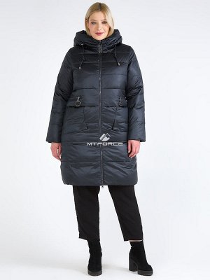 Женская зимняя классика куртка большого размера болотного цвета 98-920_122Bt