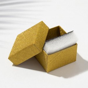 Коробочка подарочная под кольцо/серьги «Блеск», 5x5, цвет золото, вставка чёрная