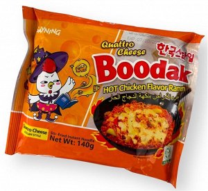 Лапша Boodak со вкусом острой курицы «Карбонара», 140гр.