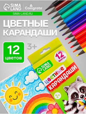 Карандаши Calligrata цветные заточенные, 12 цветов, в картонной коробке