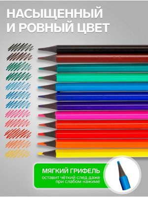 Карандаши Calligrata цветные заточенные, 12 цветов, в картонной коробке