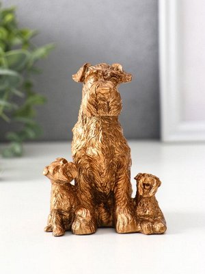 Фигурка гипс «Терьер с щенками», 10x7x7.5 см, под бронзу