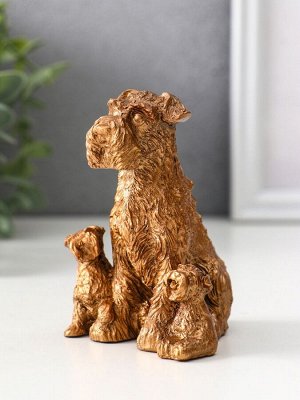 Фигурка гипс «Терьер с щенками», 10x7x7.5 см, под бронзу