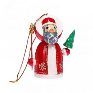 Подвеска новогодняя «Дед Мороз с ёлочкой», красная, 9,5 см