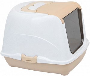 ZooM Туалет-домик для кошек закрытый бежево-белый 50*38*37см