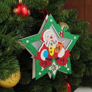Декор с подсветкой "Дед мороз в звезде" 2,3х20х20 см