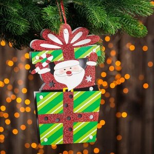 Декор с подсветкой "Дед мороз и подарок" 2,2х13,5х25 см