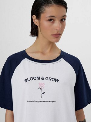 Сорочка ночная женская белая с надписью "Bloom&Grow"