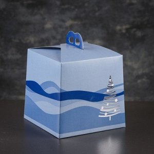 Упаковка для торта, премиум, BLUE WINTER, 20,4 х 20,4 х 19 см
