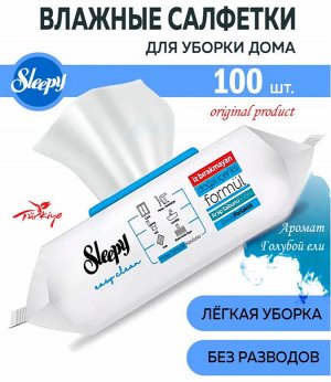 Sleepy Влажные салфетки для уборки "Голубая Ель" 100 шт