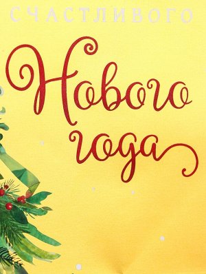 Пакет подарочный новогодний, с тиснением «Счастливого Нового года», люкс, 18x22.3x10 см