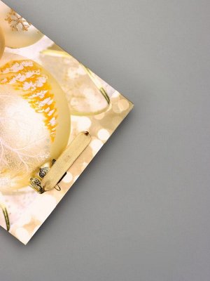 Пакет подарочный новогодний ламинированный «Золотые Новогодние игрушки», 18x23x10 см