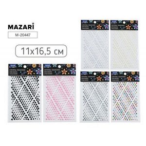 Наклейки-стразы пластиковые 11х16,5 см, 6 дизайнов M-20447 Mazari