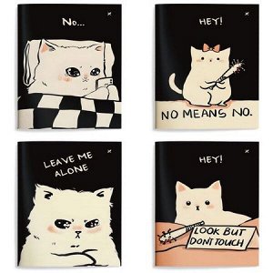 Записная книжка А6  32л клетка ЛАЙТ "MOOD CAT" soft touch, двойная обложка LXNBA6-MC LOREX