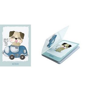 Записная книжка пластиковая обложка А6 32л с "Movie" эффектом "Щенок на авто" С6261-05 АппликА