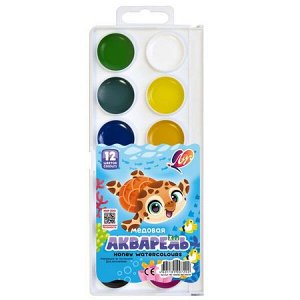 Краски акварельные медовые 12цв "ZOO" без кисти пласт.уп 19С 1249-08 Луч