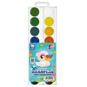 Краски акварельные медовые 16цв "ZOO" без кисти пласт.уп 29С 1693-08 Луч