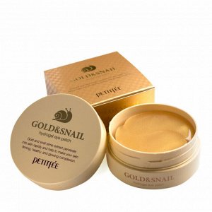 PETITFEE. Набор патчей для век гидрогелевые ЗОЛОТО/УЛИТКА Gold/Snail Hydrogel Eye Patch, 60 шт